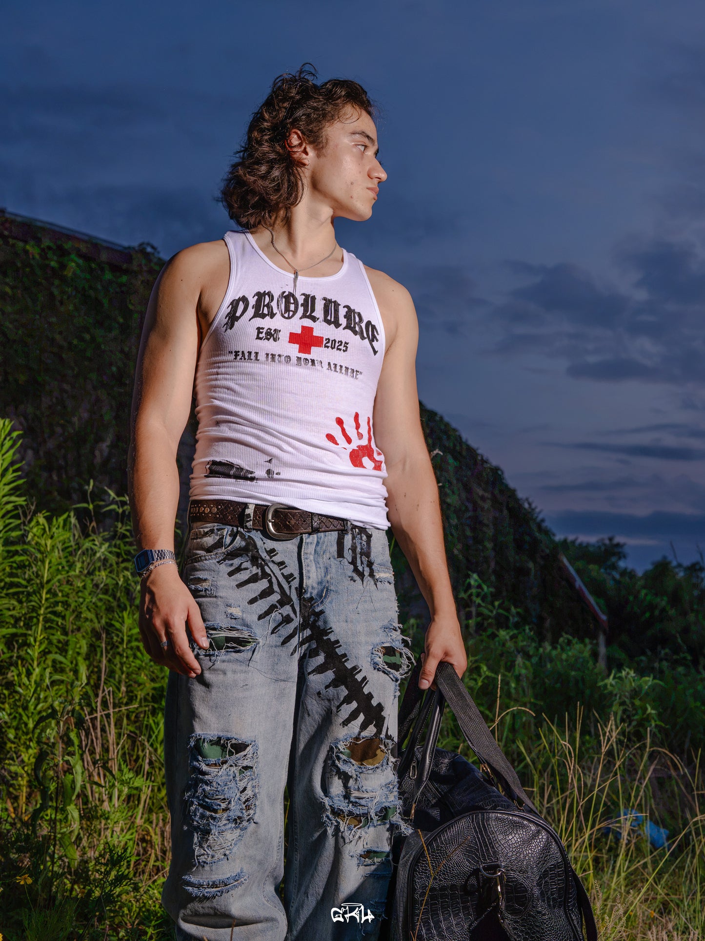 Doomsday Heavy Distressed Green Camo Denim