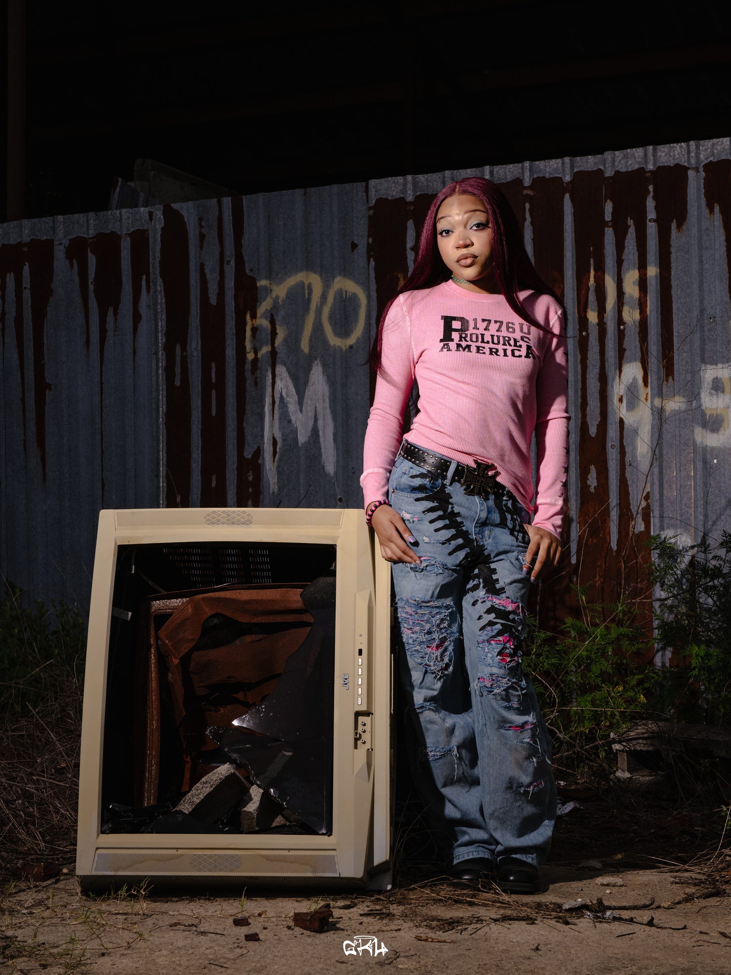 Doomsday Heavy Distressed Pink Camo Denim